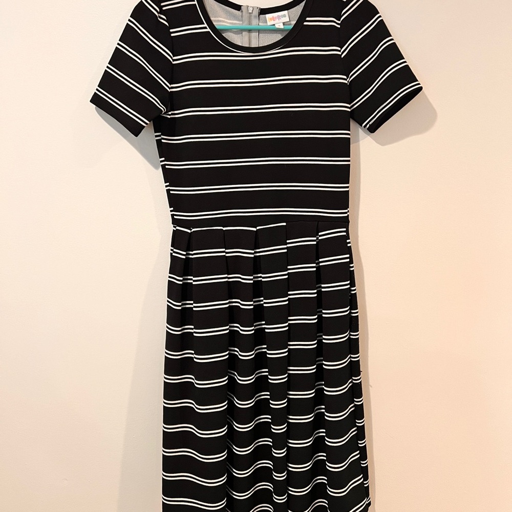 LuLaRoe Black and White A-Line Midi Dress